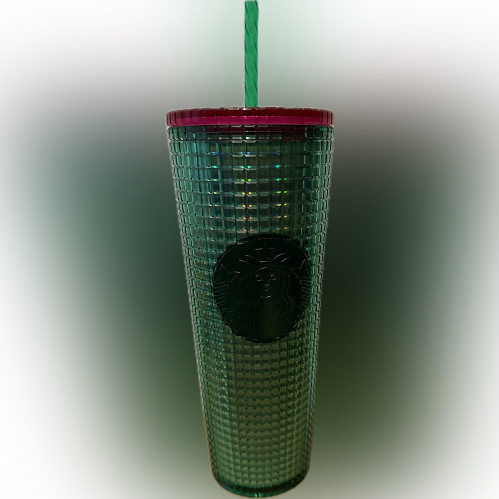 Starbucks- Watermelon Green/ Red Grid Tumbler